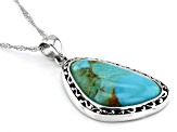 Blue Composite Turquoise Sterling Silver Pendant With Chain