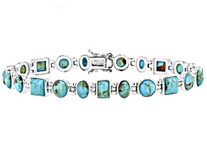 Blue Turquoise Sterling Silver Tennis Bracelet