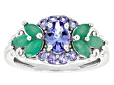 Blue Tanzanite Rhodium Over Sterling Silver Ring 1.57ctw