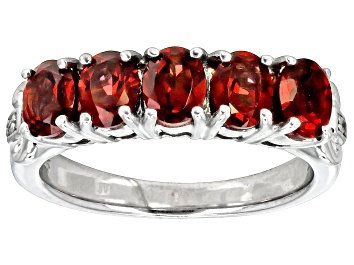 Picture of Red Garnet Rhodium Over Sterling Silver Band Ring 1.92ctw