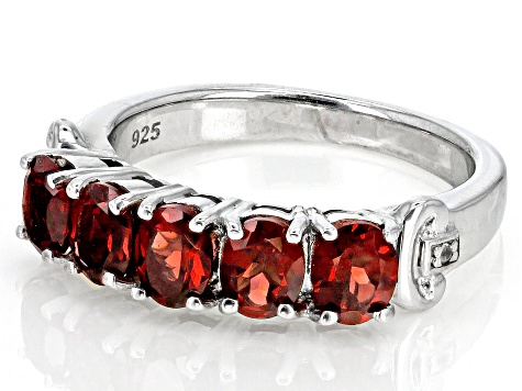 Red Garnet Rhodium Over Sterling Silver Band Ring 1.92ctw