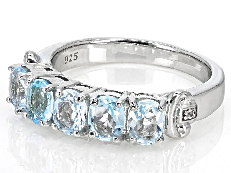 Sky Blue Topaz Rhodium Over Sterling Silver Band Ring 1.75ctw
