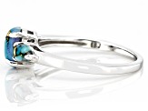 Blue Mohave Turquoise Rhodium Over Sterling Silver 3-Stone Ring