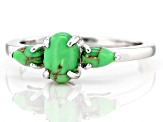 Green Mohave Turquoise Rhodium Over Sterling Silver 3-Stone Ring