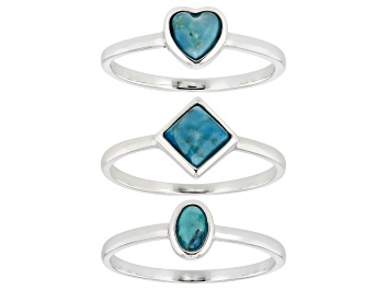 Picture of Blue Turquoise Sterling Silver Set of 3 Rings