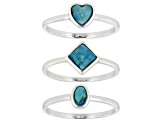 Blue Turquoise Sterling Silver Set of 3 Rings