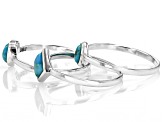 Blue Turquoise Sterling Silver Set of 3 Rings