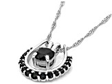 Black Spinel Rhodium Over Sterling Silver Interchangeable Pendant With Chain 1.74ctw