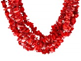 Red Coral Rhodium Over Sterling Silver Chip Necklace