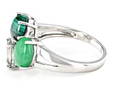 Green Jadeite Rhodium Over Sterling Silver 3-Stone Ring 1.40ct