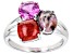 Pink Rhodonite Rhodium Over Silver 3-Stone Ring 1.36ct