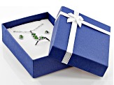 Green Chrome Diopside Rhodium Over Silver Ring, Earrings, and Pendant with Chain Set 1.59ctw