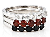 Red Garnet Sterling Silver Ring Set Of 3 2.25ctw