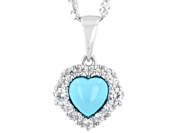 Picture of Blue Sleeping Beauty Turquoise Rhodium Over Silver Pendant With Chain