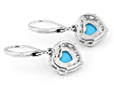 Blue Sleeping Beauty Turquoise With White Zircon Rhodium Over Sterling Silver Earrings