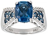 London Blue Topaz Rhodium Over Sterling Silver Ring 3.75ctw