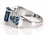 London Blue Topaz Rhodium Over Sterling Silver Ring 3.75ctw