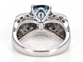 London Blue Topaz Rhodium Over Sterling Silver Ring 3.75ctw