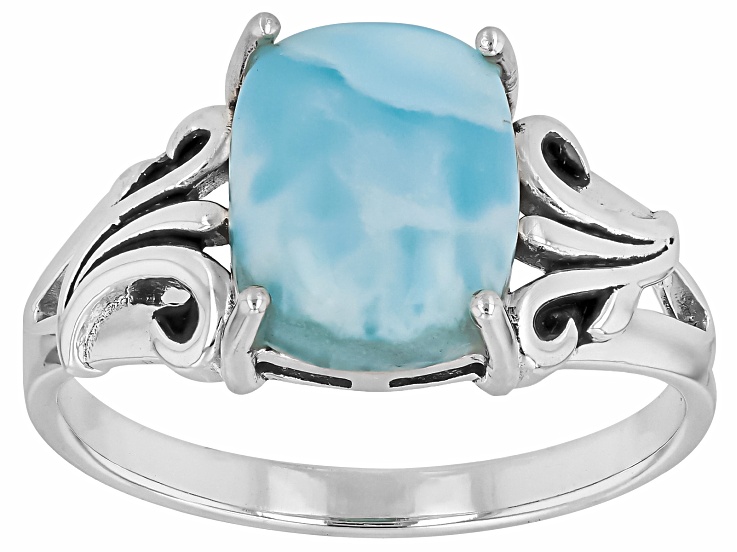 Blue Larimar Sterling Silver Solitaire Ring