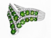 Green Chrome Diopside Rhodium Over Sterling Silver Ring 1.87ctw