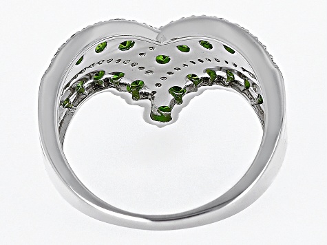 Green Chrome Diopside Rhodium Over Sterling Silver Ring 1.87ctw