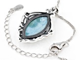 Blue Larimar Sterling Silver Solitaire Pendant With Chain