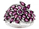 Raspberry Rhodolite Rhodium Over Sterling Silver Ring 4.87ctw