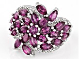 Raspberry Rhodolite Rhodium Over Sterling Silver Ring 4.87ctw