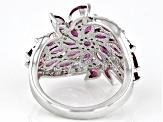 Raspberry Rhodolite Rhodium Over Sterling Silver Ring 4.87ctw