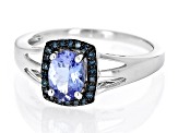 Blue Tanzanite Rhodium Over Sterling Silver Ring 0.90ctw