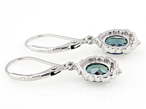 Blue Lab Created Alexandrite Rhodium Over Silver Earrings 1.72ctw