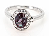 Blue Lab Created Alexandrite Rhodium Over Silver Ring