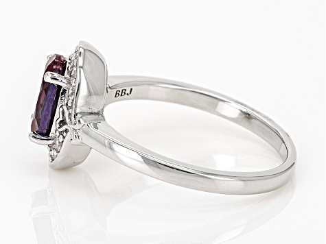 Blue Lab Created Alexandrite Rhodium Over Silver Ring