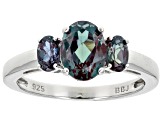 Blue Lab Created Alexandrite Rhodium Over Sterling Silver Ring