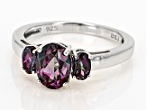 Blue Lab Created Alexandrite Rhodium Over Sterling Silver Ring