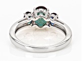 Blue Lab Created Alexandrite Rhodium Over Sterling Silver Ring