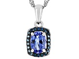 Blue Tanzanite Rhodium Over Silver Pendant With Chain 0.90ctw