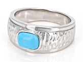 Blue Sleeping Beauty Turquoise Platinum Over Sterling Silver Men's Solitaire Ring