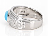 Blue Sleeping Beauty Turquoise Platinum Over Sterling Silver Men's Solitaire Ring