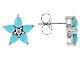Blue Sleeping Beauty Turquoise Rhodium Over Sterling Silver Star Stud Earrings 0.01ctw