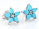 Blue Sleeping Beauty Turquoise Rhodium Over Sterling Silver Star Stud Earrings 0.01ctw