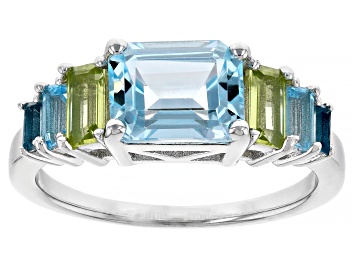 Picture of Sky Blue Topaz Rhodium Over Silver Ring 2.39ctw