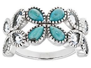 Blue Turquoise Sterling Silver Band Ring 1.63ctw