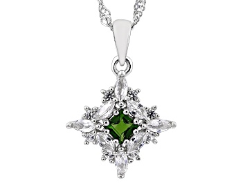 Picture of Green Chrome Diopside Rhodium Over Silver Pendant With Chain 1.06ctw
