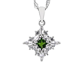 Green Chrome Diopside Rhodium Over Silver Pendant With Chain 1.06ctw