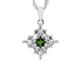 Green Chrome Diopside Rhodium Over Silver Pendant With Chain 1.06ctw