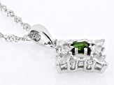 Green Chrome Diopside Rhodium Over Silver Pendant With Chain 1.06ctw