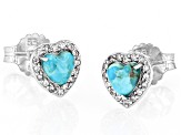 Blue Composite Turquoise Rhodium Over Sterling Silver Stud Earrings 0.22ctw