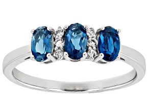 London Blue Topaz Rhodium Over Sterling Silver Ring 0.81ctw