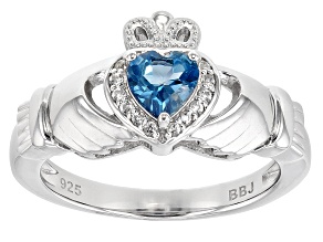 London Blue Topaz Rhodium Over Sterling Silver Ring 0.53ctw
